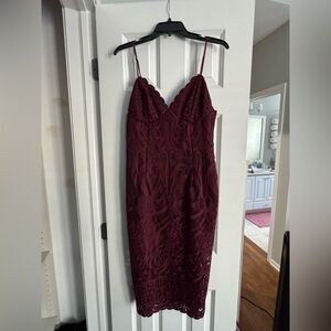 Elegant Burgundy Lace Dress